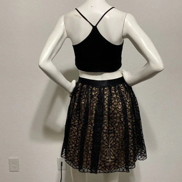 Bebe NEW Whimsigoth Black Nude Mesh Overlay Fairygoth Layered Skirt M - Picture 5 of 12
